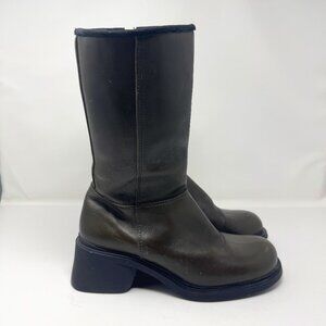 Vintage Roots Olive Green Leather Zipper Mod Boots EU 40 1/2